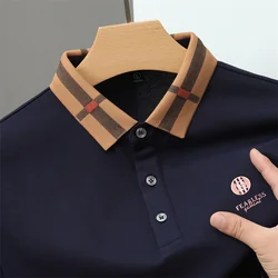 Luxury long sleeved men's polo shirt autumn fashion personalized flip collar custom brand icon design silk casual Paul T-shirt