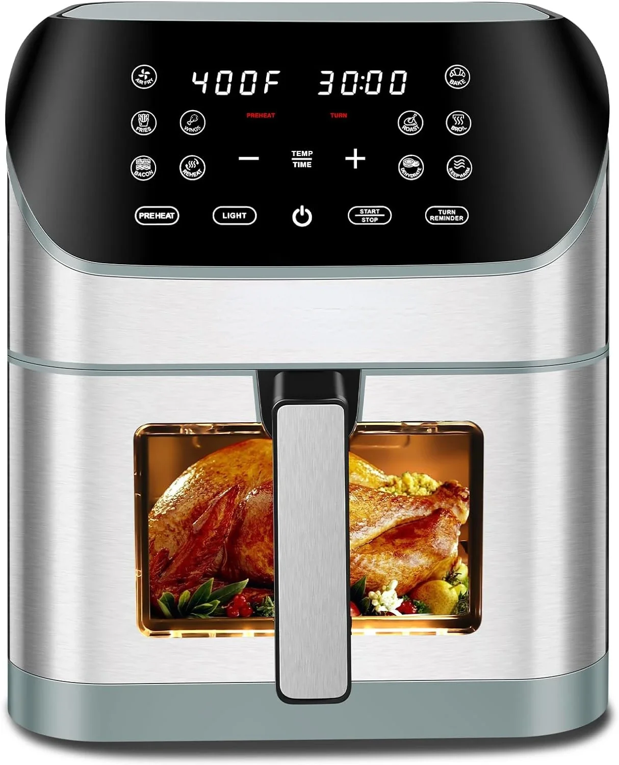 

AirFryer 8.5 QT Large Oilless Oven Healthy Cooker with 10 1-Touch Preset Functions, Visible Cooking Window, Non-Stick Basket, an