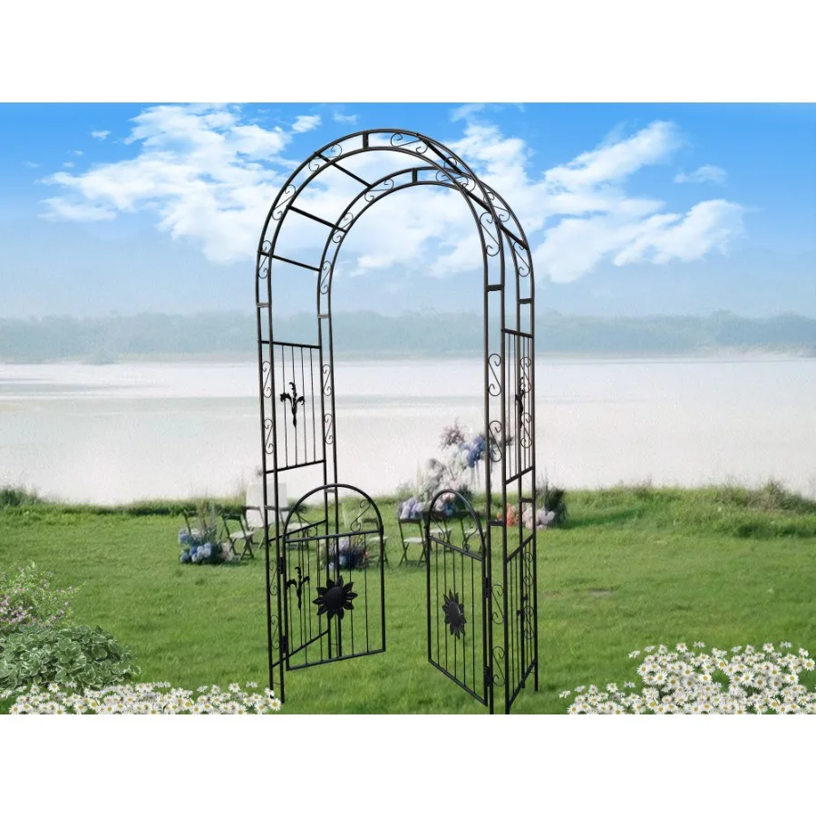 

Metal Garden Arch with doors Garden Arbor Trellis Climbing Plants Support Arch Outdoor Arch Wedding Arch Party Events Archway B
