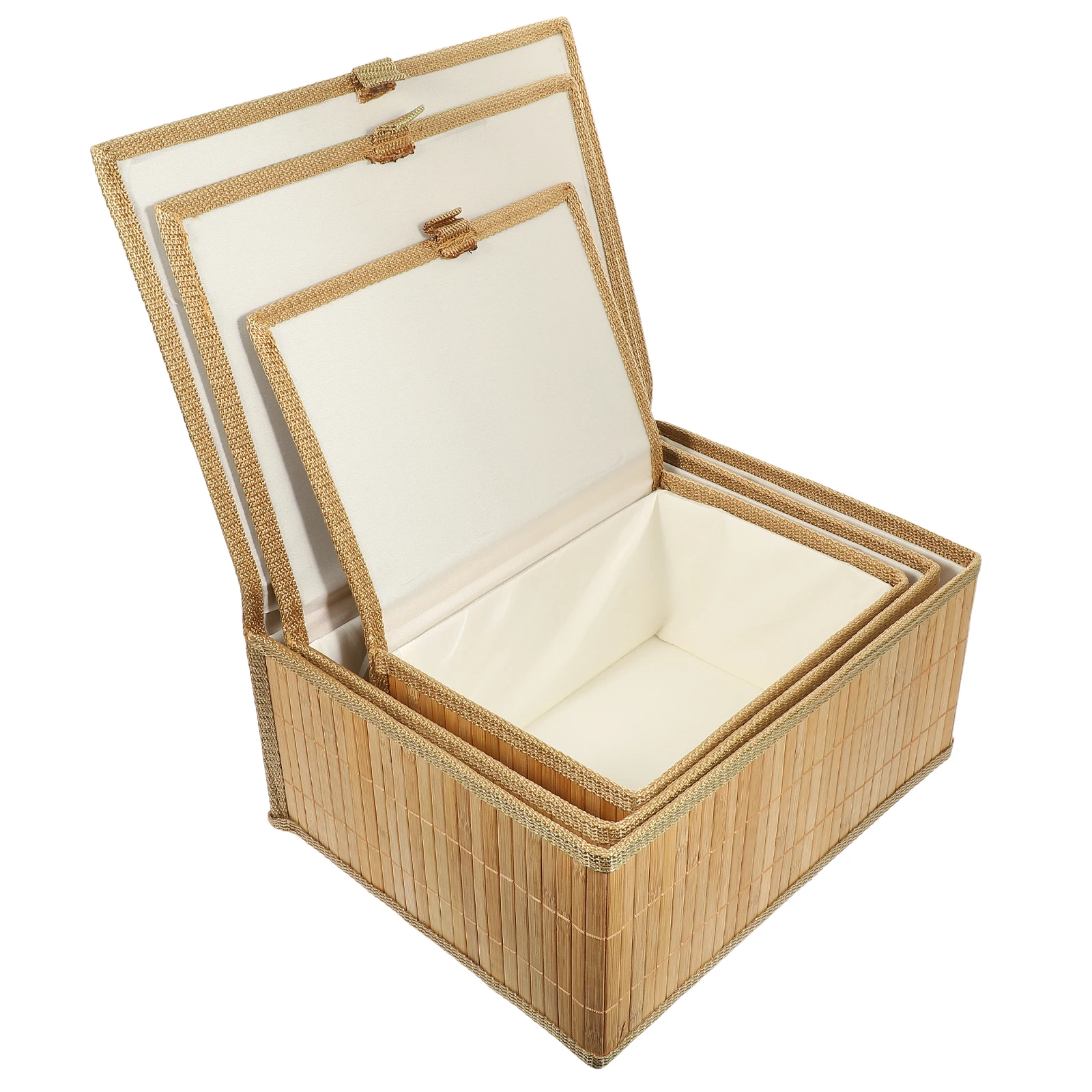 

3pcs Bamboo Storage Pcs Home Desktop Storage Basket Supplies Large Capacity Closet ganizer Reusable Tidy Sundries Holder