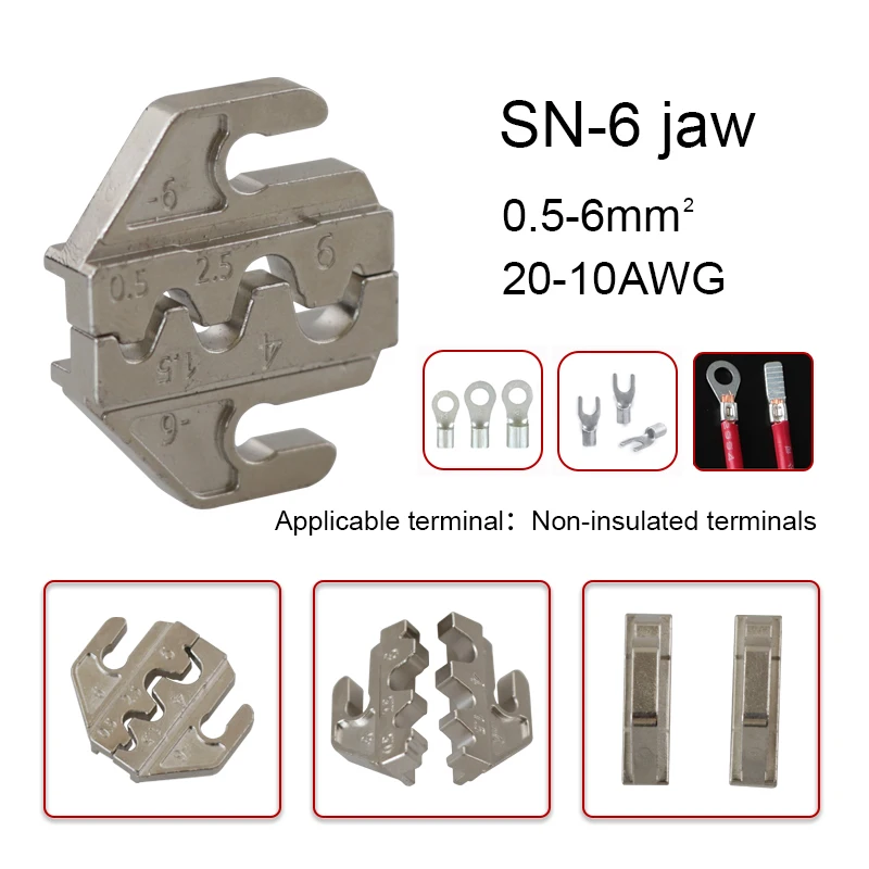 Crimpzange mit Legierungsbacken SN-2546B 58B 02C 03H 06WF X6 / 06 48BS, verwendet zum Crimpen von Anschlussklemmen, Backenbreite 4mm – Detail 8