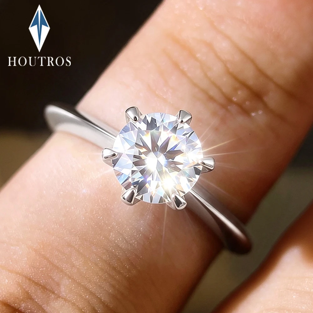 0.5-10ct Round Cut Moissanite Wedding Ring Gra Certified Classic 6 Claw 925 Silver 18k Gold Plated Engagement Bands Fine Jewelry
