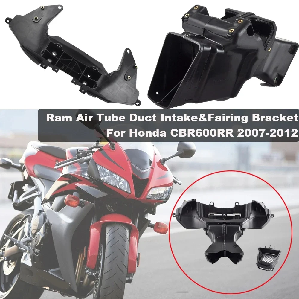 Motorcycle Ram Air Tube Duct Intake with Headlight Bracket Fairing Stay for Honda CBR 600RR CBR600RR 2007-2012