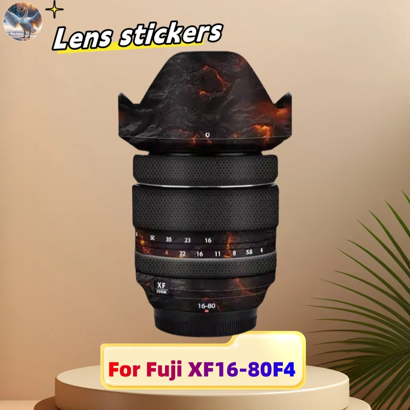 Stiker lensa kamera untuk Fuji XF16-80F4, lapisan pelindung tahan aus potong presisi, kulit DIY