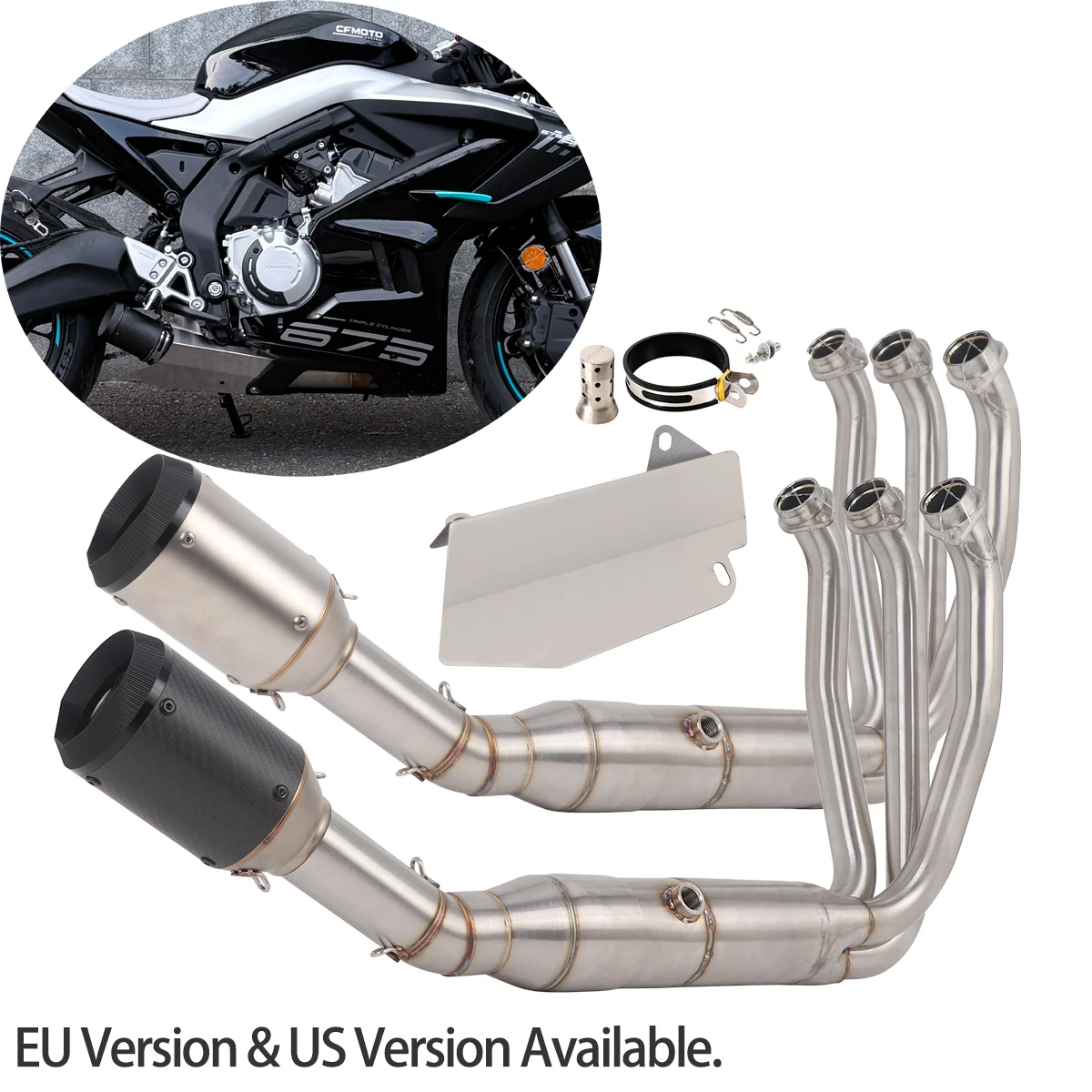Motorcycle Full Exhaust System Slip On For CF-Moto 675SR-R 675NK 675SS 2024 675srr Exhaust Carbon Muffler Header Link Front Pipe
