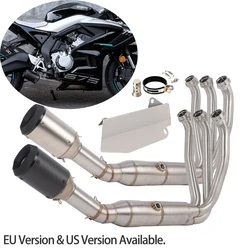 Motorcycle Full Exhaust System Slip On For CF-Moto 675SR-R 675NK 675SS 2024 675srr Exhaust Carbon Muffler Header Link Front Pipe