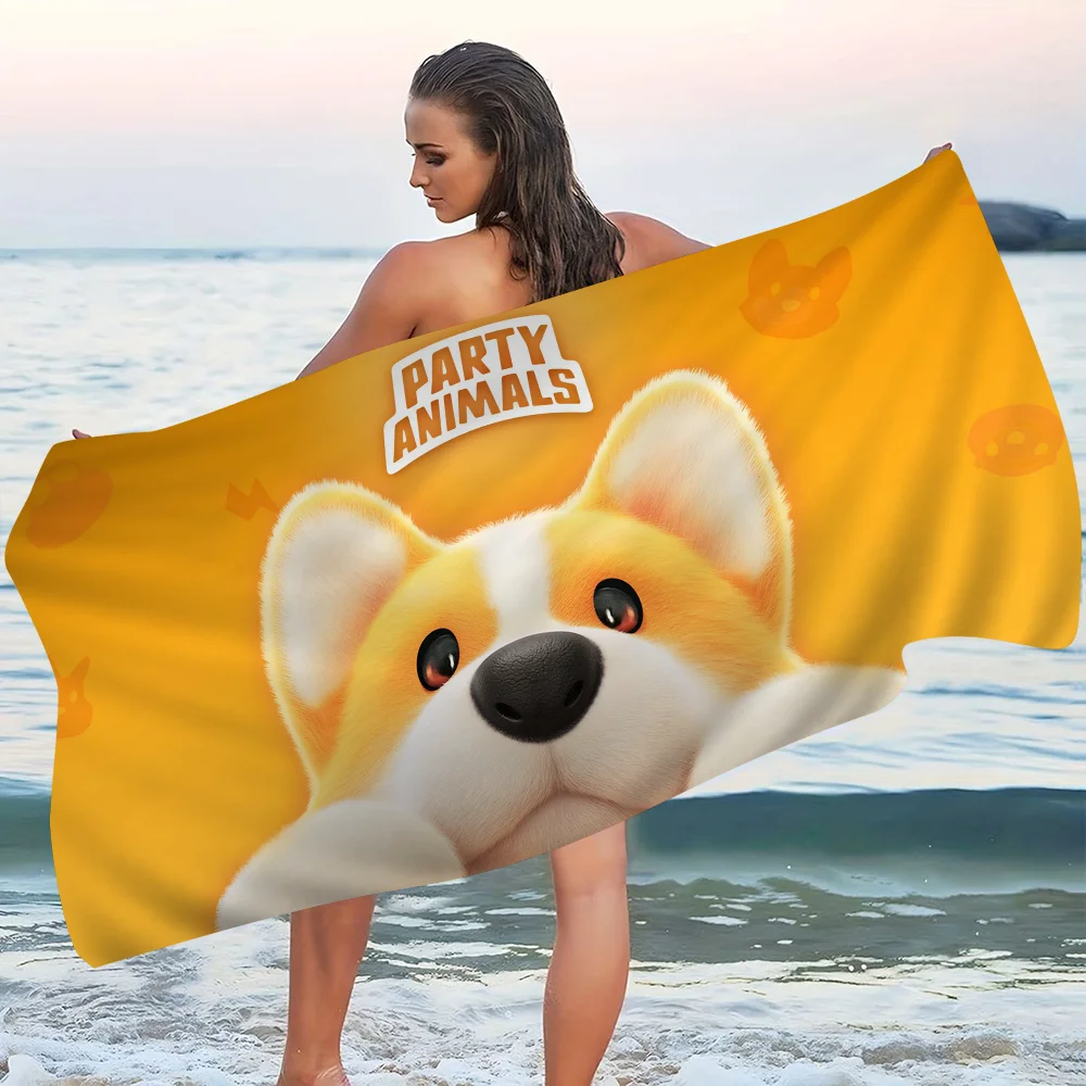 

Game P-Party Animals Microfiber Printed Beach Towel Mountain Climbing Yoga Beach Swimming Running Absorbent Soft Towel