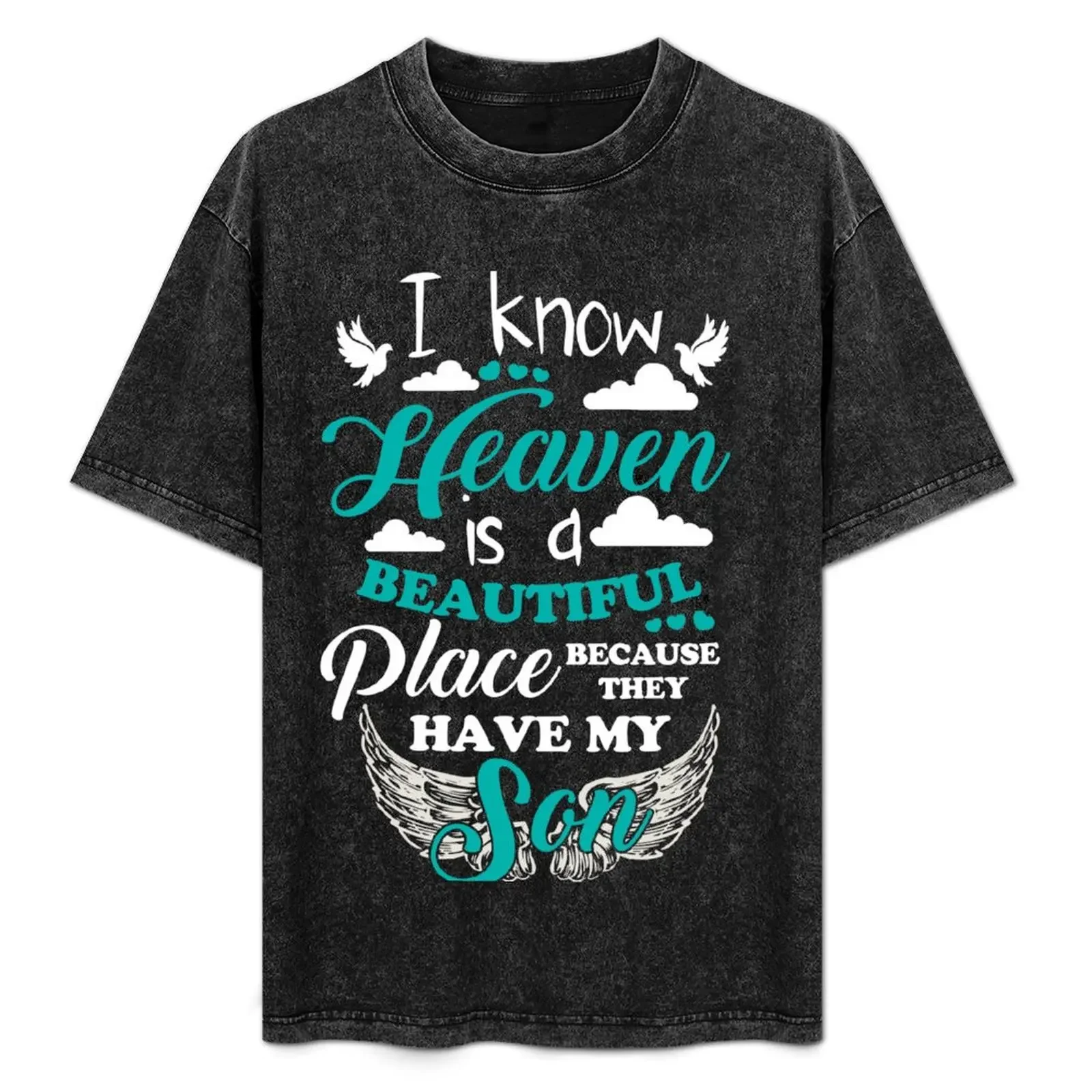 

I know that heaven is a beautiful place because they have my Son T-Shirt blue lock Aesthetic clothing mens plain t shirts