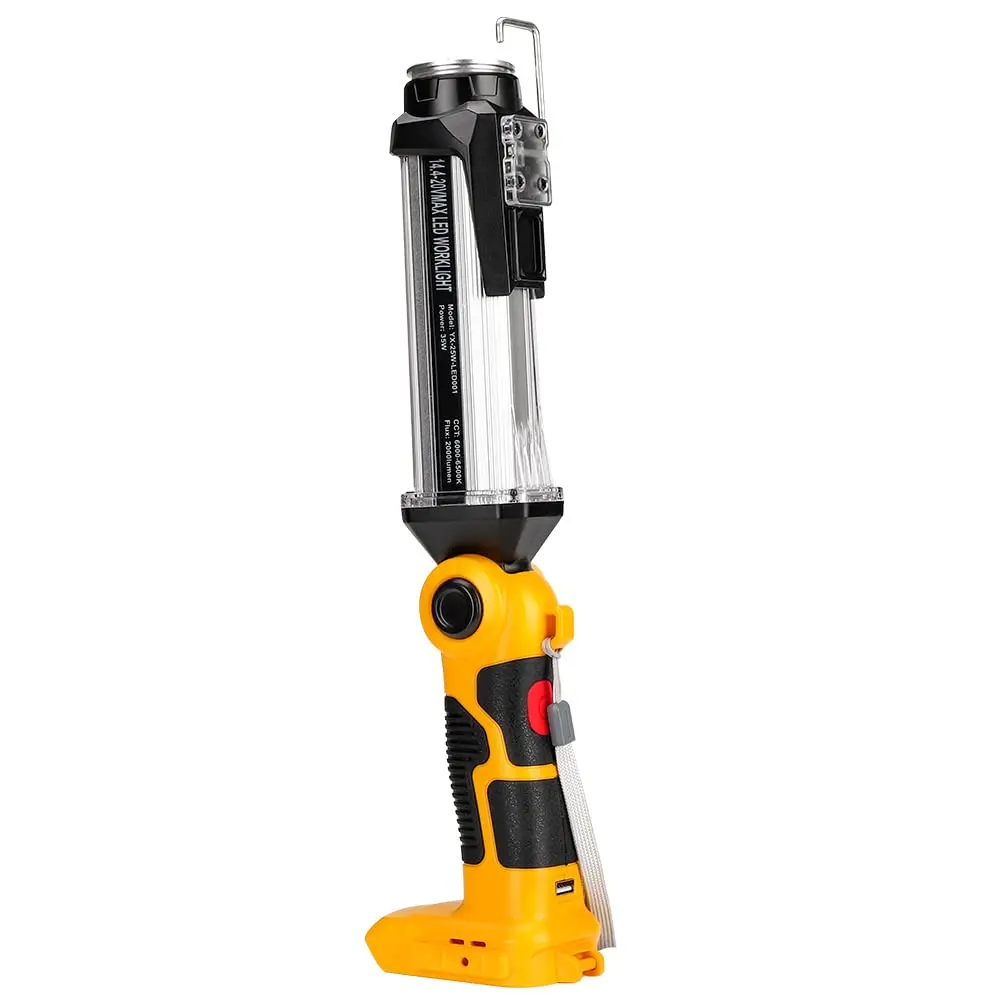 35W LED Work Flashlight Portable Light for Dewalt 20V Batteries for Use on Automotive Repair Job Sites and During Power Outages