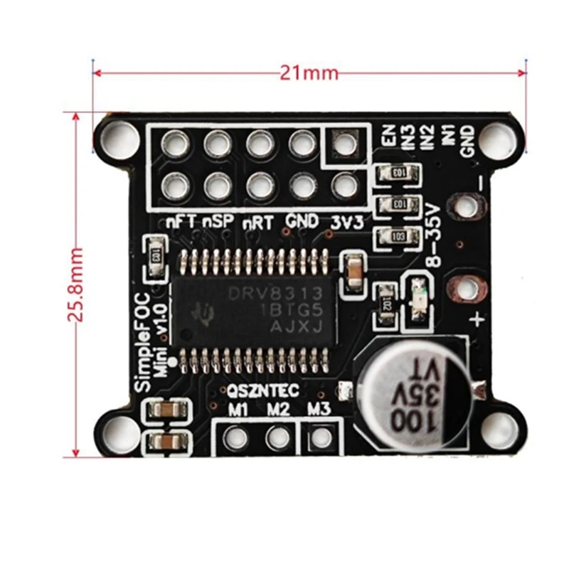 1 ชิ้น DC มอเตอร์บอร์ด SPWM ควบคุมอัลกอริทึมสําหรับ FOC ควบคุมไดร์เวอร์ Simplefocmini สําหรับ Arduino DRV8313 Driver