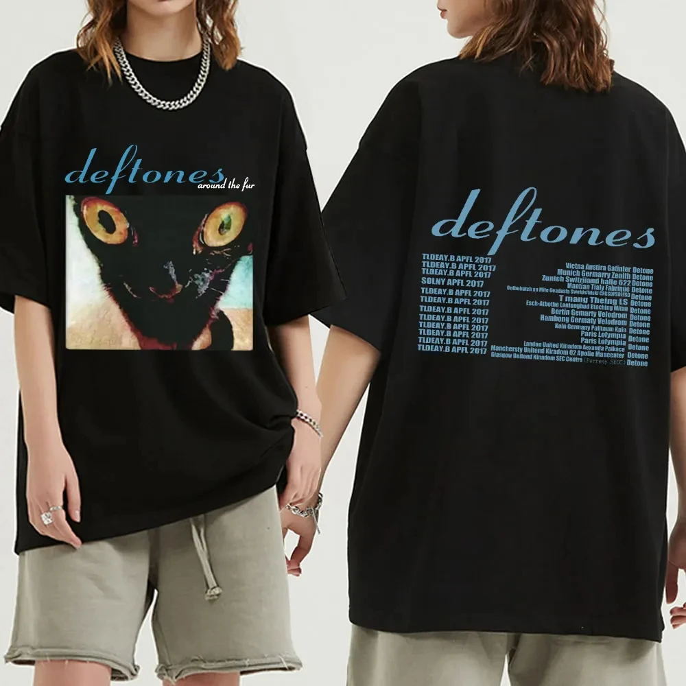 Gothic Retro Tee Shirt  Unisex Streetwear Deftones Around The Fur Tour Band Concert T-Shirt Punk Hip Hop T-Shirts