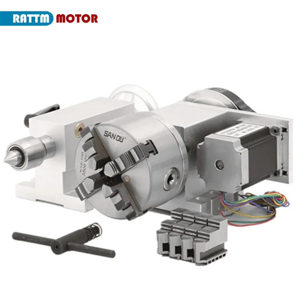 【EU Free VAT】4th Axis  A Rotary axis Dividing head K12-100mm K11-100mm k11-80mm Chuck + 65mm MT2 Tailstock CNC Accessories