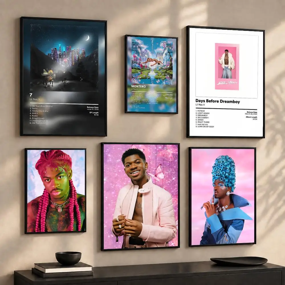 American Rap Singer L-Lil Nas X Painting Calligraphy Canvas Poster Wall Art Prints for Living Room Bedroom Home Decor Gift
