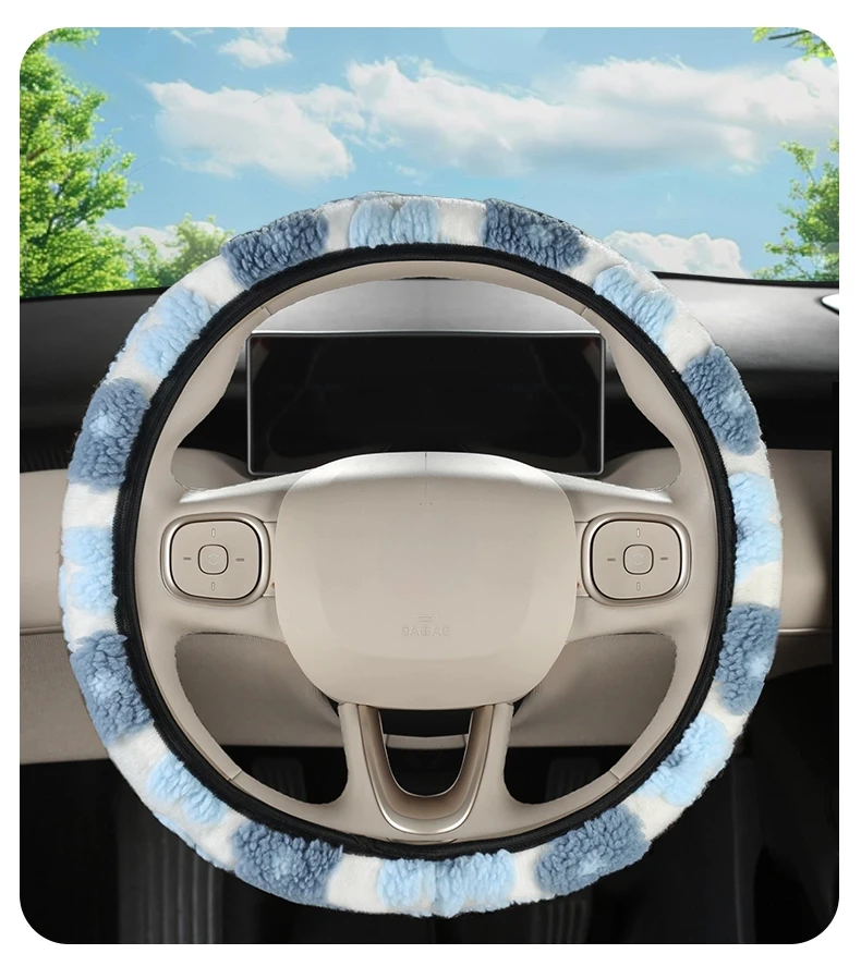 Blumenförmiger Auto-Lenkradbezug mit Plüsch-Dreidimensionalmuster Elastischer und Dehnbarer Schutzbezug für Damen-Autos – Detail 10