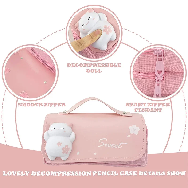 Imagem -05 - Escola Impermeável para Meninas Lápis 3d Suprimentos de Descompressão Caixa Organizadora de Caneta Estética Bolsa de Papelaria Bonito 1pc Case de