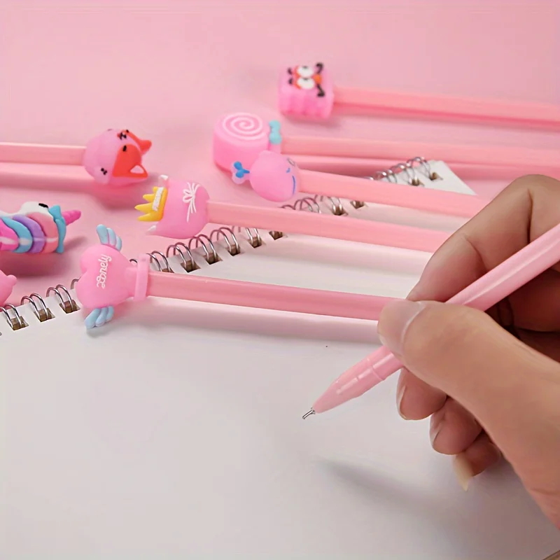 50 قلم حبر جاف كرتوني، غطاء قلم كرتوني، حماية رأس القلم، حبر ناعم، بدون تشويش، مناسب لكتابة الواجبات المنزلية، إلخ