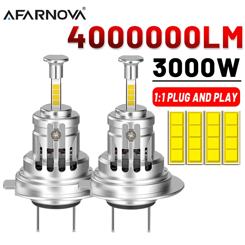 

3000 Вт Mini H7 светодиодная лампа для автомобильных фар, новая 360° ° светодиодный светильник Canbus 4000000LM для автомобильного турбоналобного фонаря 12 В с вентилятором Plug and Play
