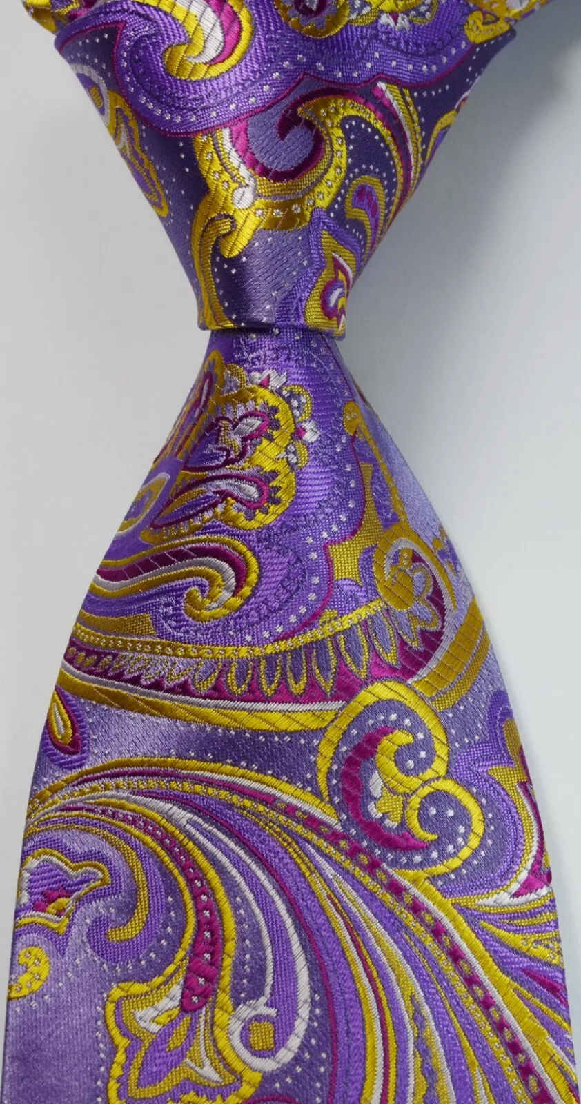 New Classic Men's Tie Paisley Floral Gold Purple Turquoise JACQUARD WOVEN Handmade Silk Men's Tie Necktie