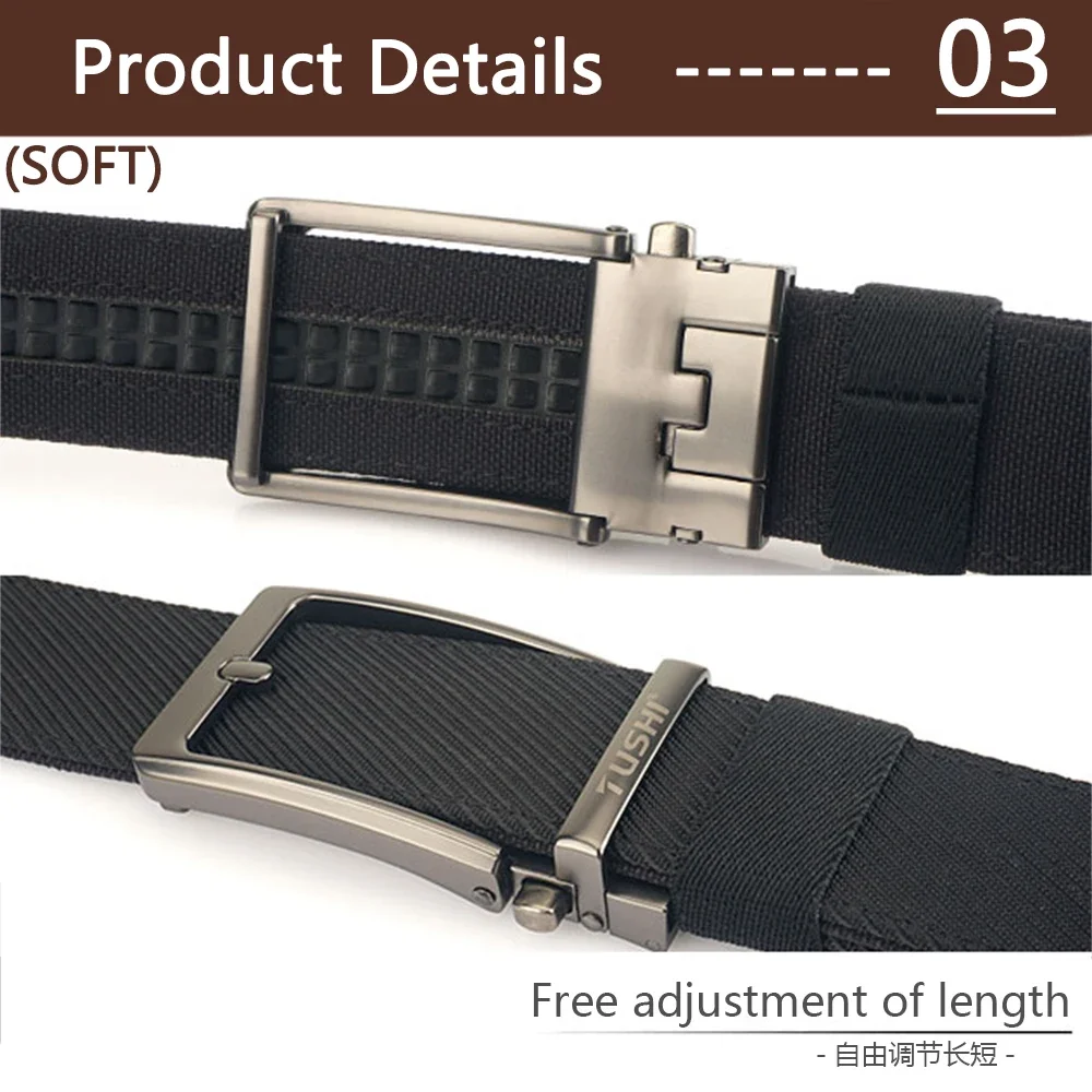 TUSHI Brand New 3.5 Wide Alloy Automatic Buckle Thickened Double-Layer Nylon Soft Mens Belt Versatile Casual Outdoor Pants Belt