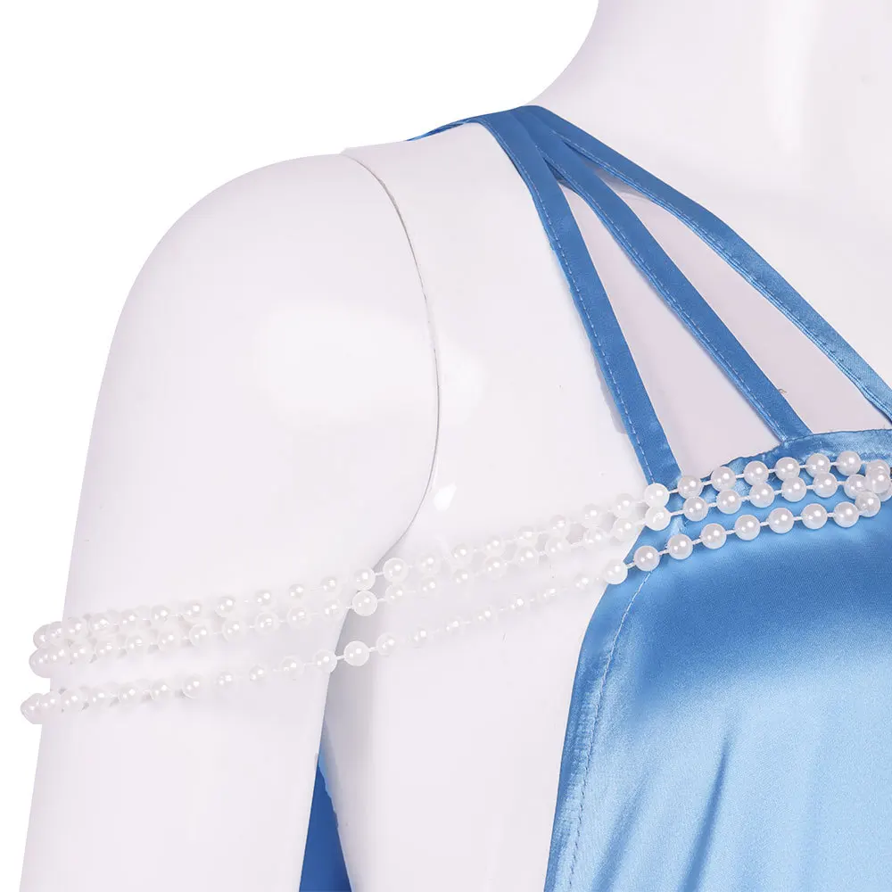 Padmé Amidala فستان طويل أزرق الحمالات فستان تأثيري حلي عيد الميلاد هالوين حفلة تنكرية الكرة كرنفال حفلة ملابس نسائية