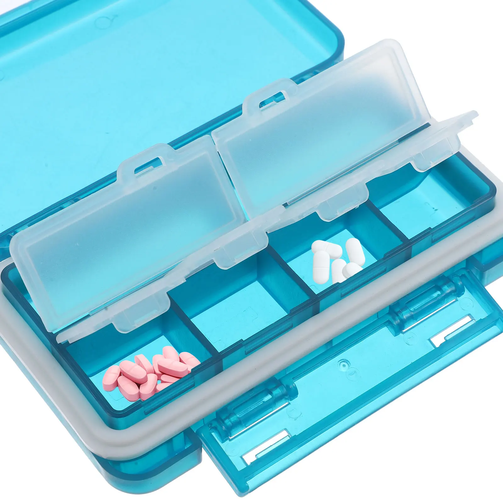 

Travel Pill Dispenser Sealed Small Organizer Medicine Holder Compact Lightweight Container Weekly Daily Portable Purse Case For