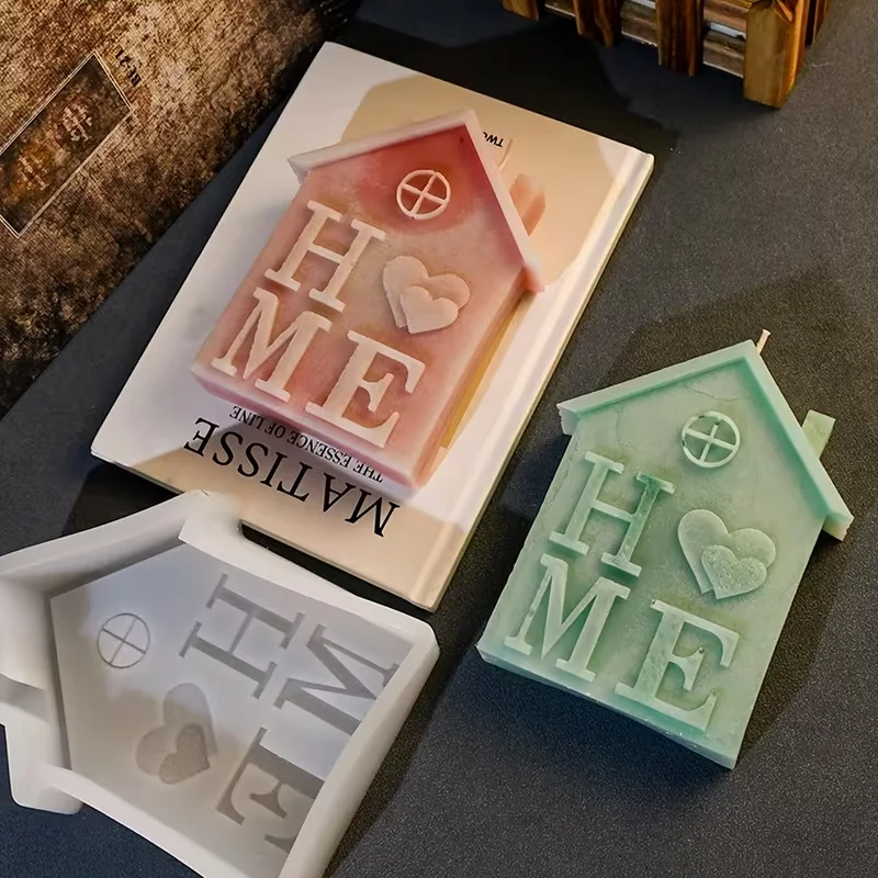 

House-Shaped Candle Silicone Mold HOME Mold Suitable for Desktop Decorations, Easy to Clean and Reusable Resin Crafts - Heat Res