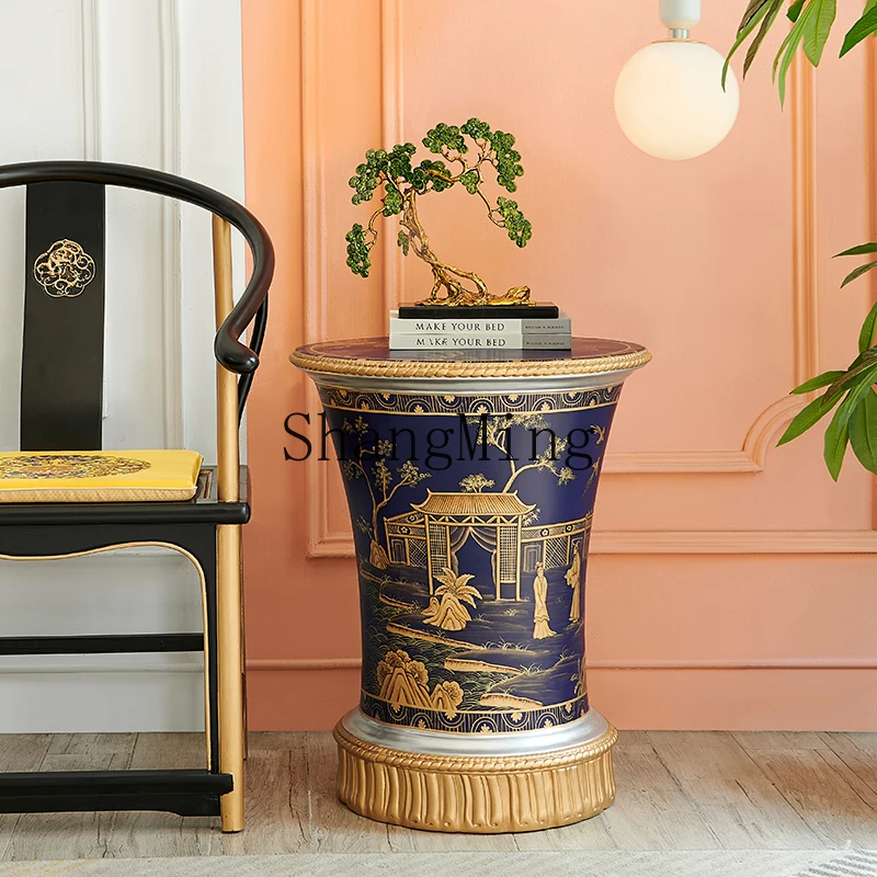 CLBlue Painted Sofa Small Corner Table Villa Club Negotiates Small Round Coffee Table
