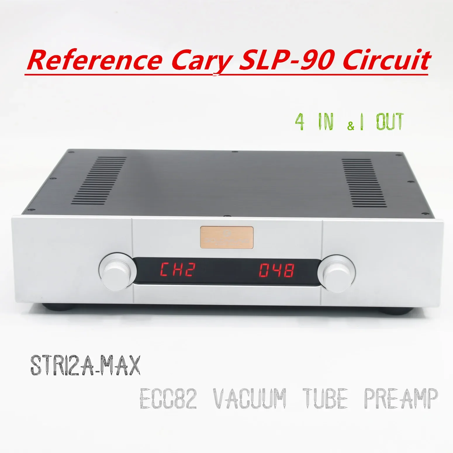 STR12A-Max Reference Cary SLP-90 Clone Circuit ECC82 Vacuum Tube Remote Control Preamplifier HiFi Audio 4 In 1 Out Pre-Amp