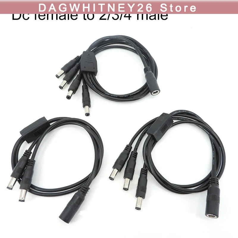 1 إلى 2/3/4 طريقة تيار مستمر أنثى ذكر جاك التوصيل موصل إمداد الطاقة الفاصل كابل 20awg 5A 5.5x2.5 مللي متر محول الحبل لشريط الكاميرا u