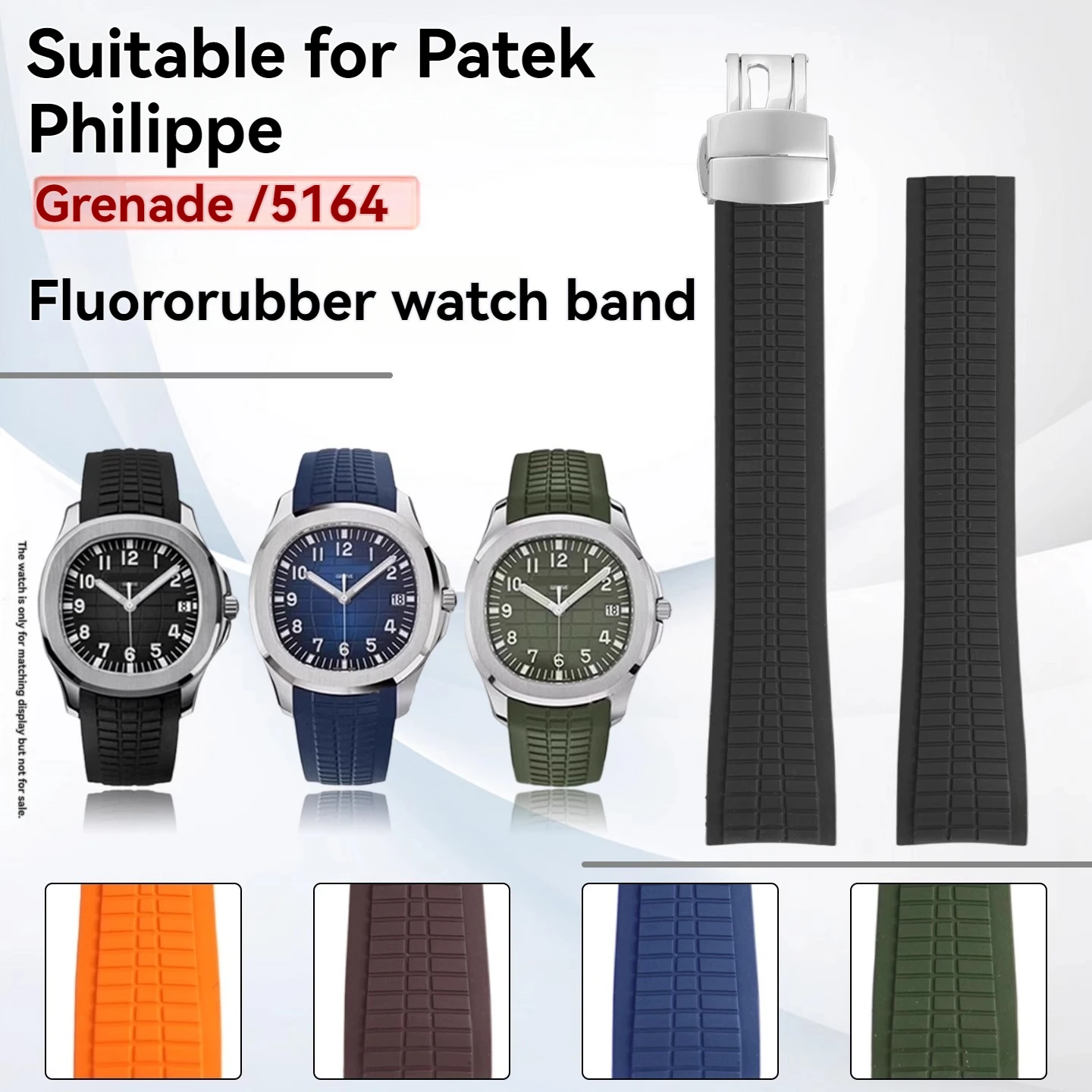 

21mm Metal Pin End Link Top Grade Fluorous FKM Rubber Watchband For Patek 5164A 5167A AQUANAUT Philippe Strap PP Soft Watch Band