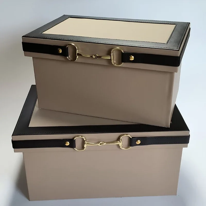 Leather Boxes Bedroom Dustproof Moisture Proof Organizer Boxes Convenient Movable Storage Box Home Organization Storage Bin