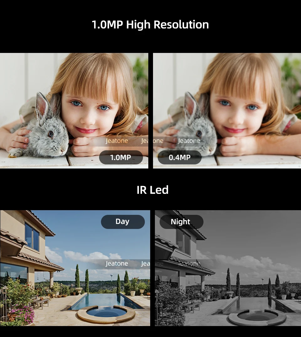 Jeatone Video Door Phone Intercom Wired 10 Inch Monitor Night Vision Doorbell Camera Support Motion Sensor Record Home Intercoms