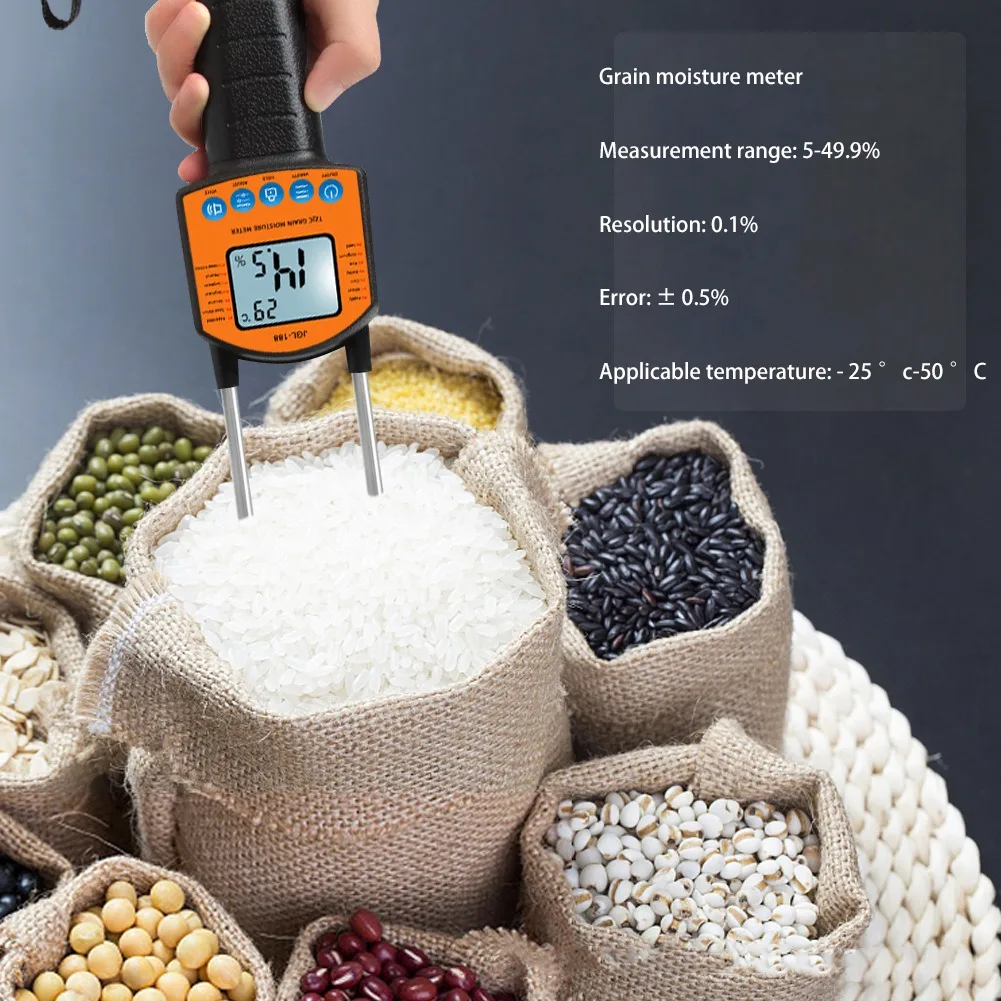 Grain Moisture Meter Digital Humidity Tester Hygrometer JGL-188 Use for Corn Wheat Rice Bean Moisture Humidity Tester