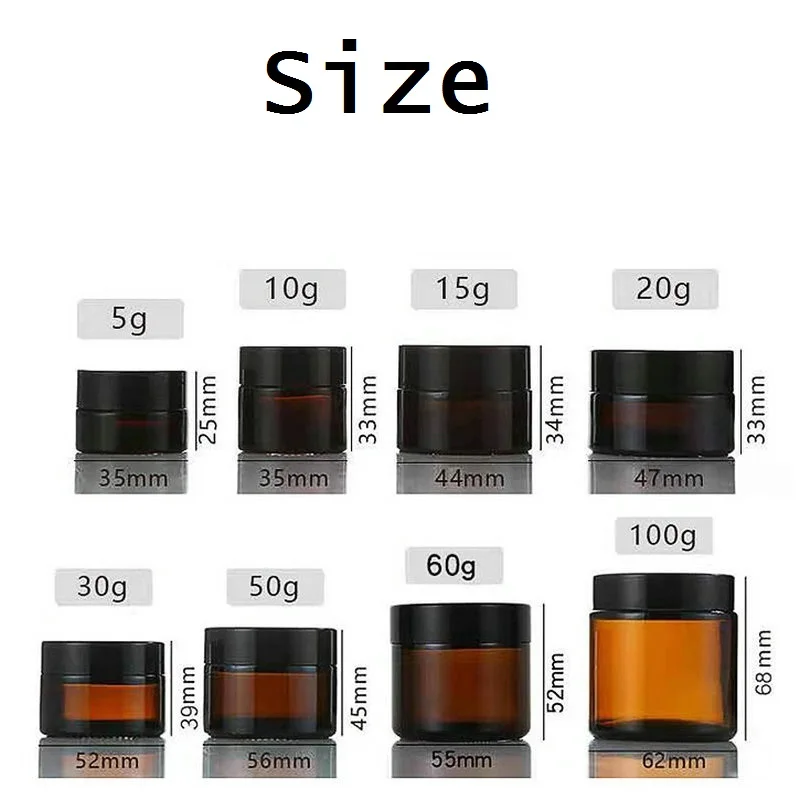 Candle Jars 5ml-100ml Amber Glass Face Cream Bottle Candles Salve Lotion Cream Storage Empty Round Cosmetic Jar for DIY Travel