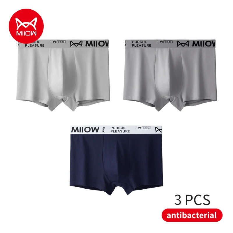 MiiOW 3Pcs Mann Unterwäsche Boxer Männer Graphene Antibakterielle Schritt männer Boxershorts Unterhose Boxer Shorts Trunks MRM1923