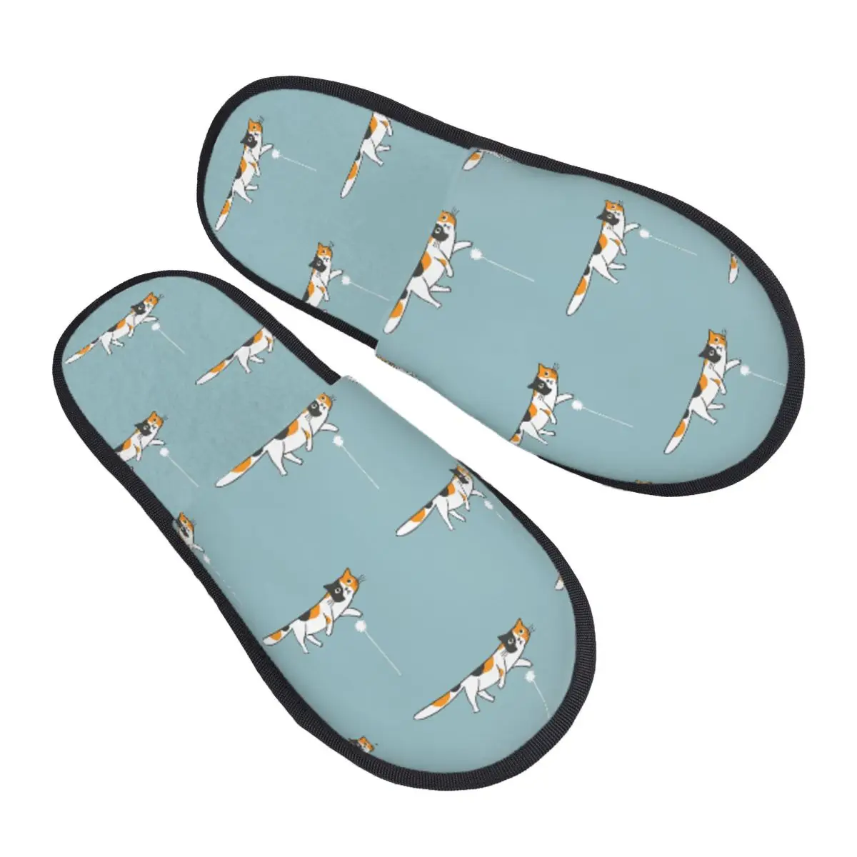 Custom Funny Bored Calico Kitty Cat Slippers Memory Foam Warm Soft Women House Slipper Bedroom Cozy Shoes