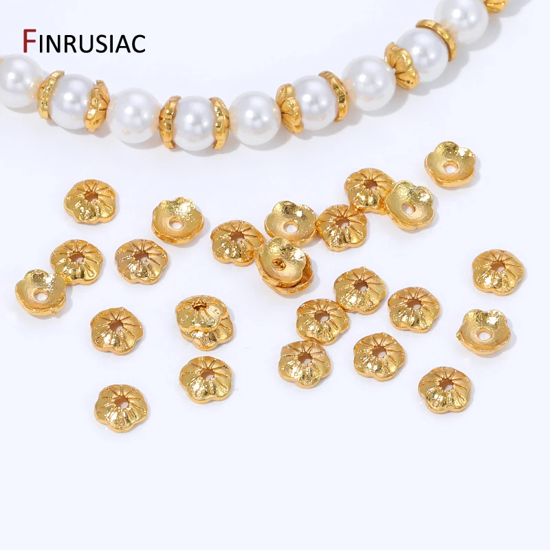 

18K Gold Plated Brass 4mm Small Beads Caps for Jewelry Making,Flower Spacer Bead End Caps For DIY Necklace Bracelet Accessories