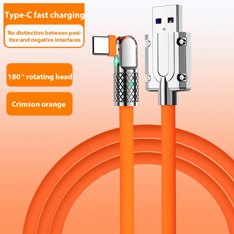 Type C Data Line 120w Fast Charging 180 degree Rotating Fast Charging Line For Huawei Samsung Millet Bold Silicone USB C Cable