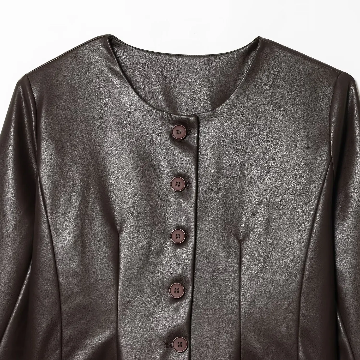 JNLEAOG 秋の新作 レディース ファッション デザインセンス溢れる レザーボタンコート 多用途 ロング丈 ポリエステル繊維 レディースジャケット