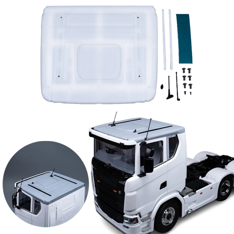 White Plastic Roof Low Top Suit for 1/14 Tamiya RC Truck Car Scania 770S  56368 56371 Diy Parts Toys