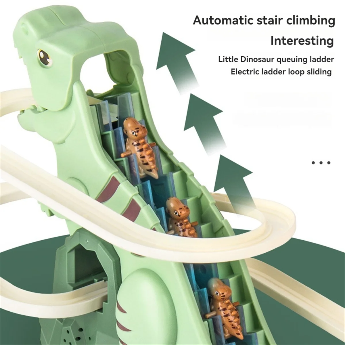 AM-Dynamic Rotating Dinosaur Adventure Slide Climbing Stairs Children'S Educational Electric Track Toy