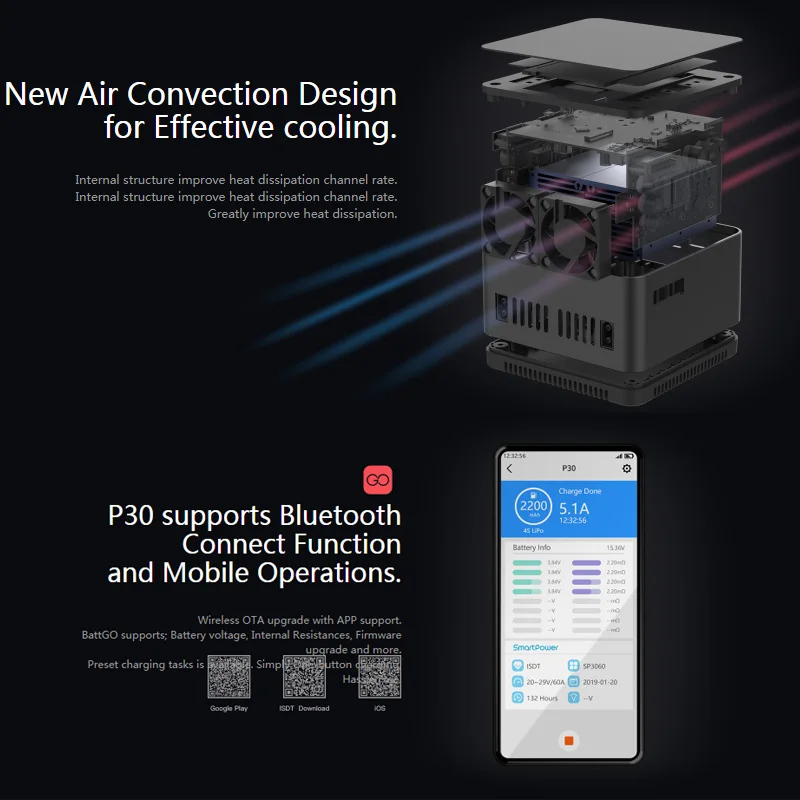 ISDT P30 Charger 2-8S Lipo LiFe Battery Dual Balance Charger Signal Channel MAX 1000W 30A for RC Car Airplane Racing