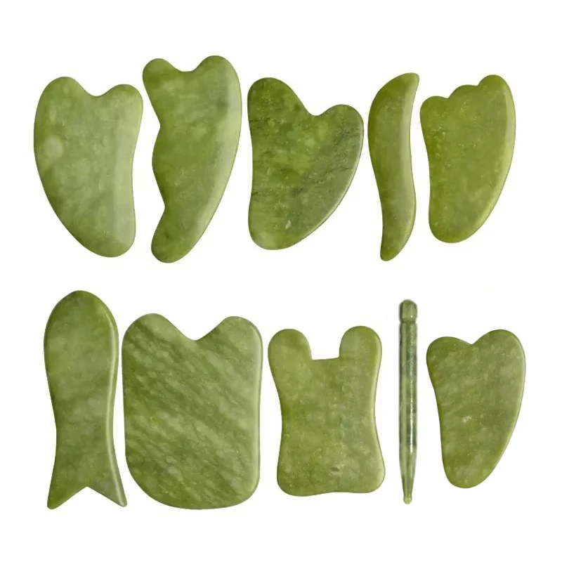 Guasha Scrapers Massage Tools Natural Jade Stone Gua Sha Massager For Face SPA Acupuncture Body Facial Back Massager