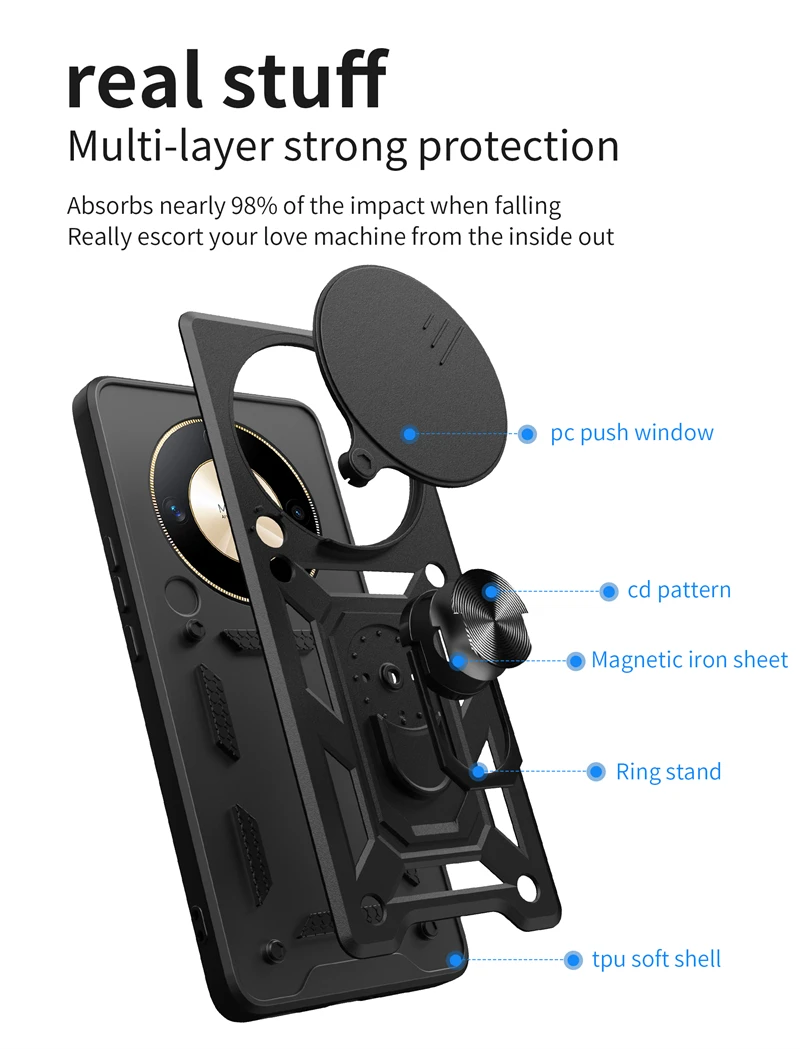 Per Honor Magic 5 Lite 5G custodia supporto magnetico anello cassa del telefono per Honor Magic5 Lite 5G Magic5Lite Slide Camera Armor Cover posteriore