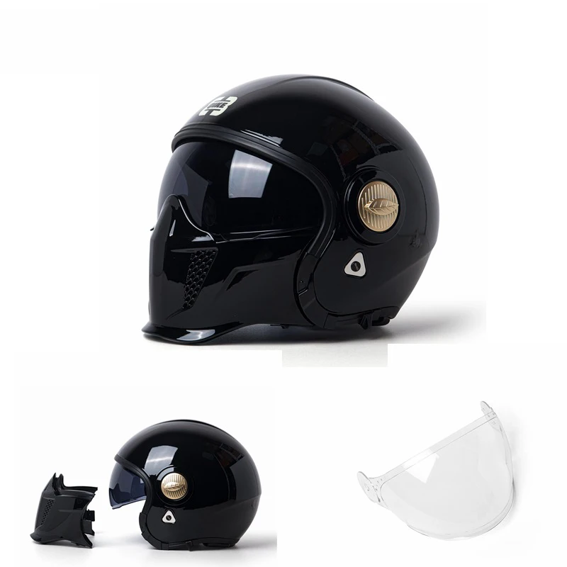 DOT Helmet Black Warriors Four-purpose Combination  Men And Women Multi-purpose Motorcycle Half Full 