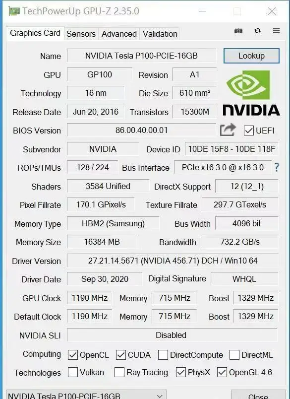 Acceleratore di calcolo GPU NVIDIA Tesla P100 16GB HBM2 Pascal