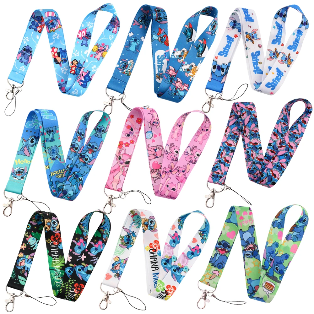 

Cute Stitch Lanyard Rope Keychain for Key Neck Strap Staff ID Name Badges Holder Mobile Phone Work Pass Bus Card Accessories