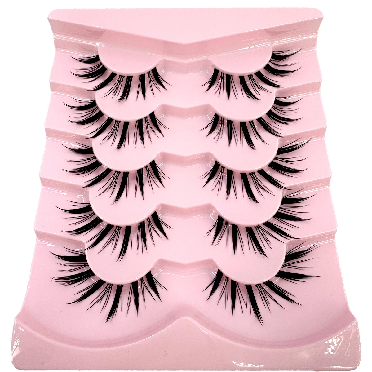 5 paia di ciglia finte in visone per giochi di ruolo anime, ciglia complete naturali, nastro trasparente, estensione ciglia morbide