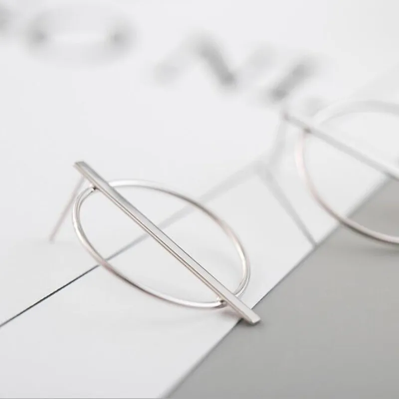 

Small Simple Temperament 925 Sterling Silver Jewelry Fashion Aesthetic Geometric Round Hollow Earrings E183