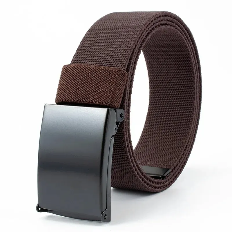 Men\'s Belt Nylon Tactical Belt Metal Buckle Woven Elastic Belt Outdoor Training With Pants Jeans Belt Leisure Woven Belts Unisex